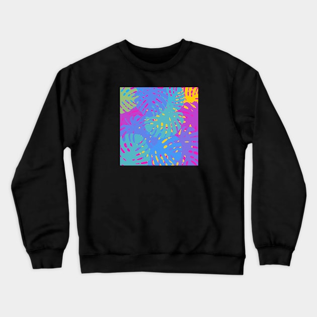 Pan Pride Overlapping Monstera Leaves Pattern Crewneck Sweatshirt by VernenInk